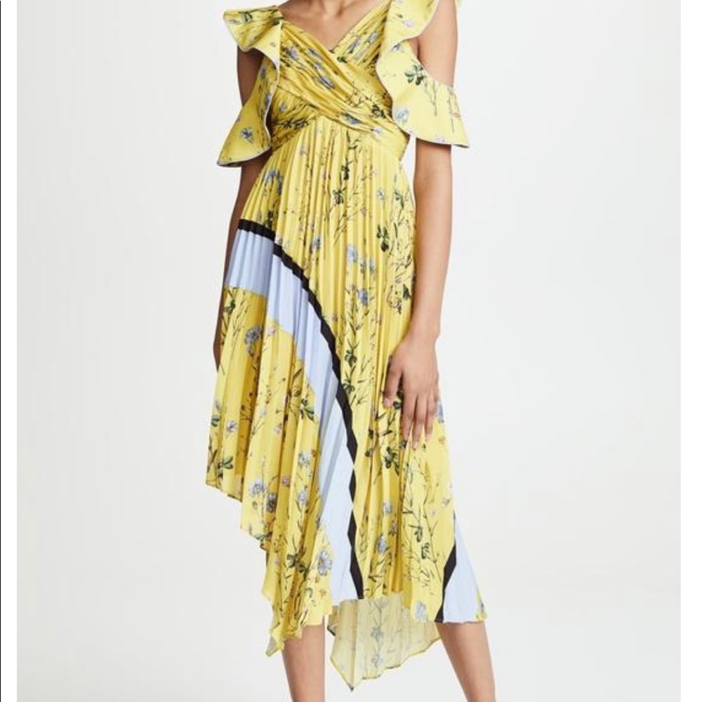 Self-Portrait Pleated Asymmetrical Cocktail Dress